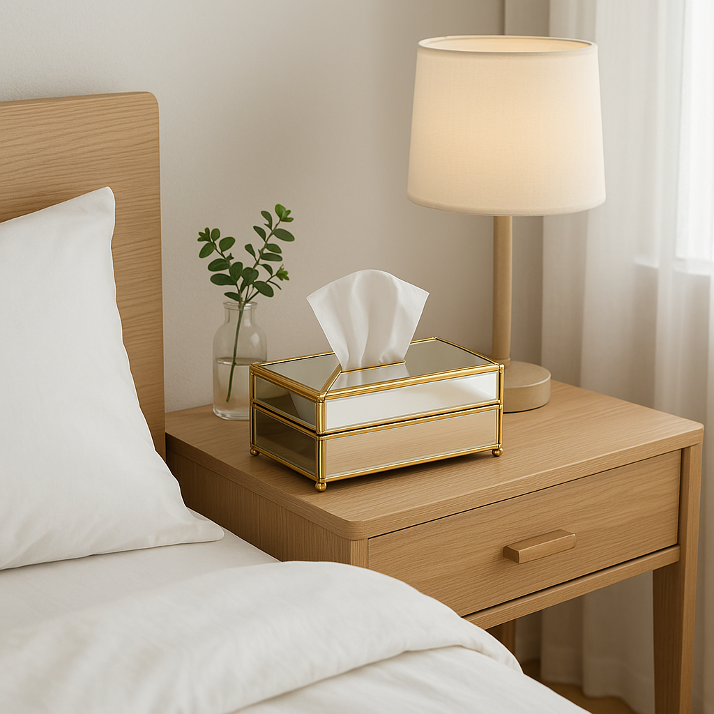 Luxury European Style Practical Mirror Glass Tissue Box Waterproof Paper Towel Holder Dressing Table Tray Home Decor