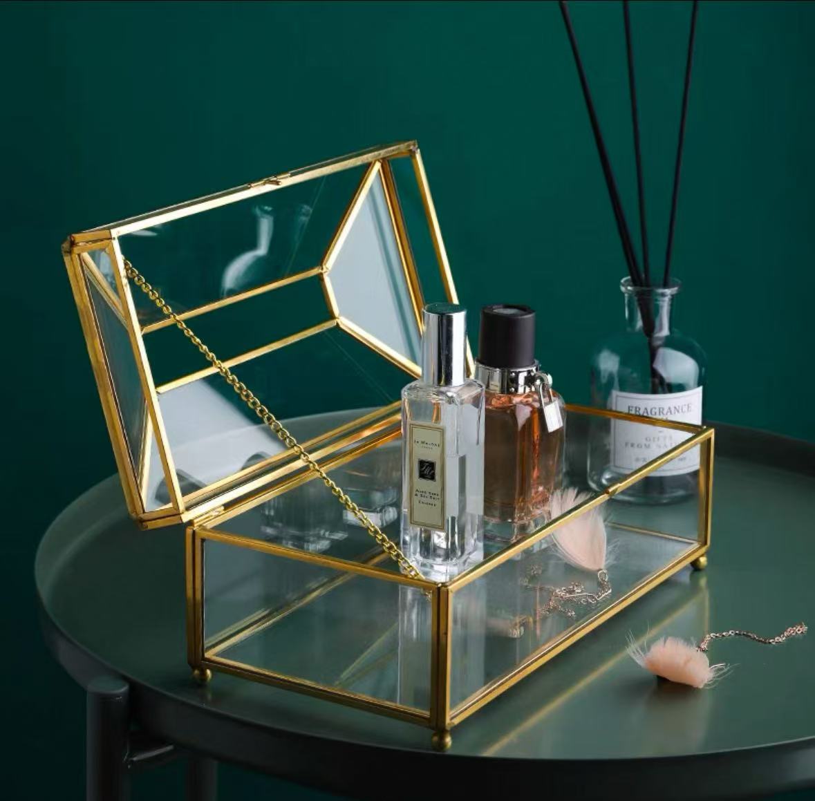 Luxury European Style Practical Mirror Glass Tissue Box Waterproof Paper Towel Holder Dressing Table Tray Home Decor