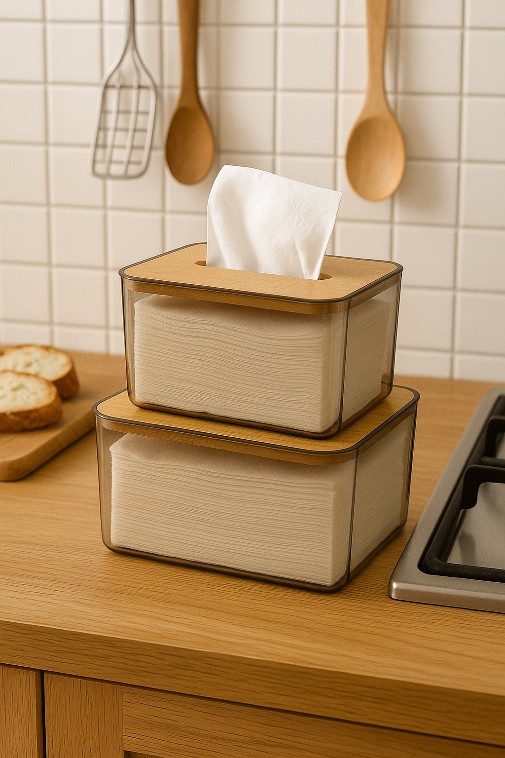 Bamboo Tissue Box Holder – Stylish Home Storage Dispenser