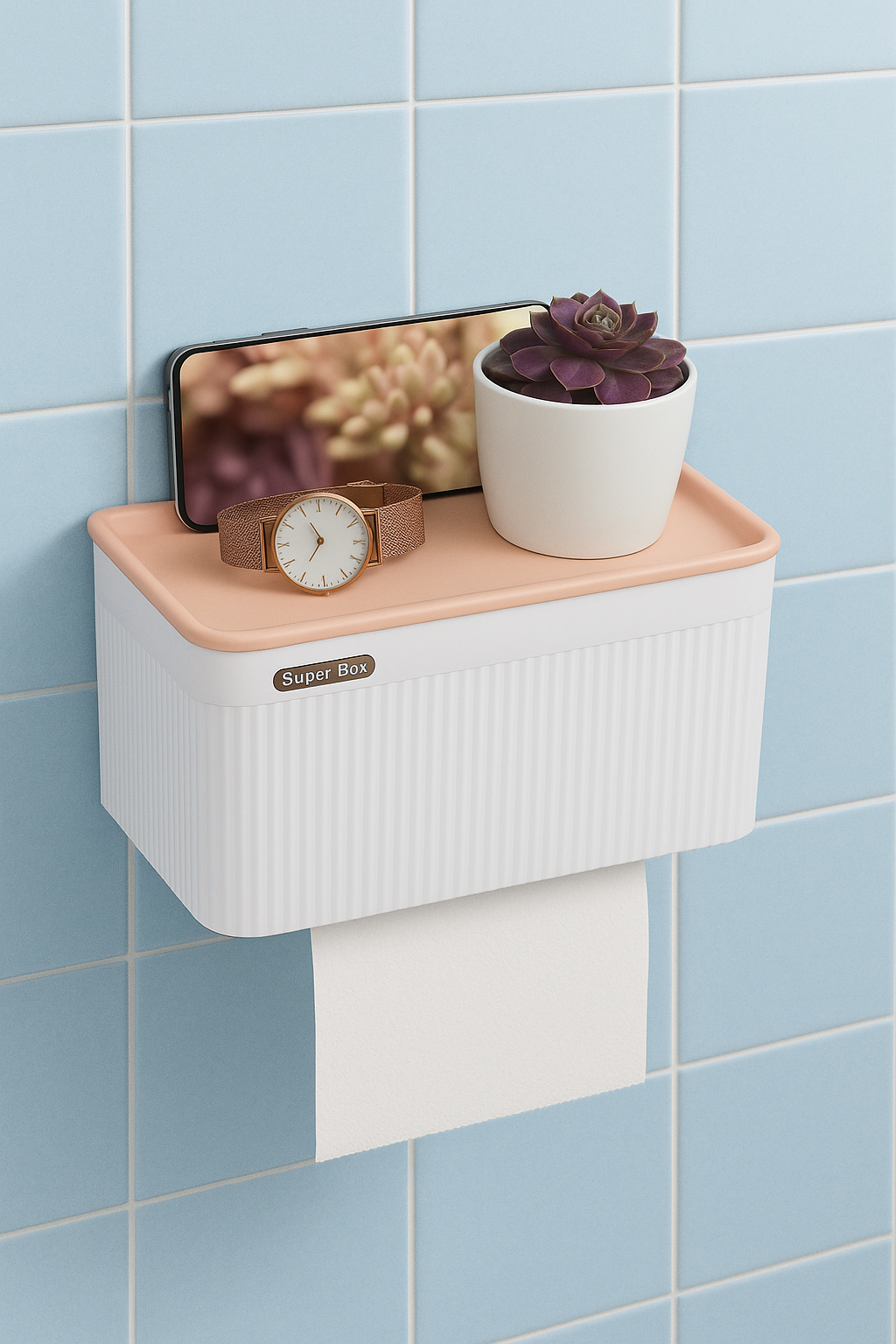 Wall Mount Toilet Paper Holder & Tissue Box