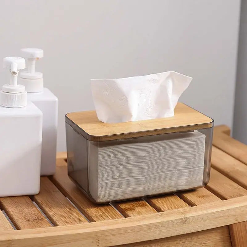 Bamboo Tissue Box Holder – Stylish Home Storage Dispenser