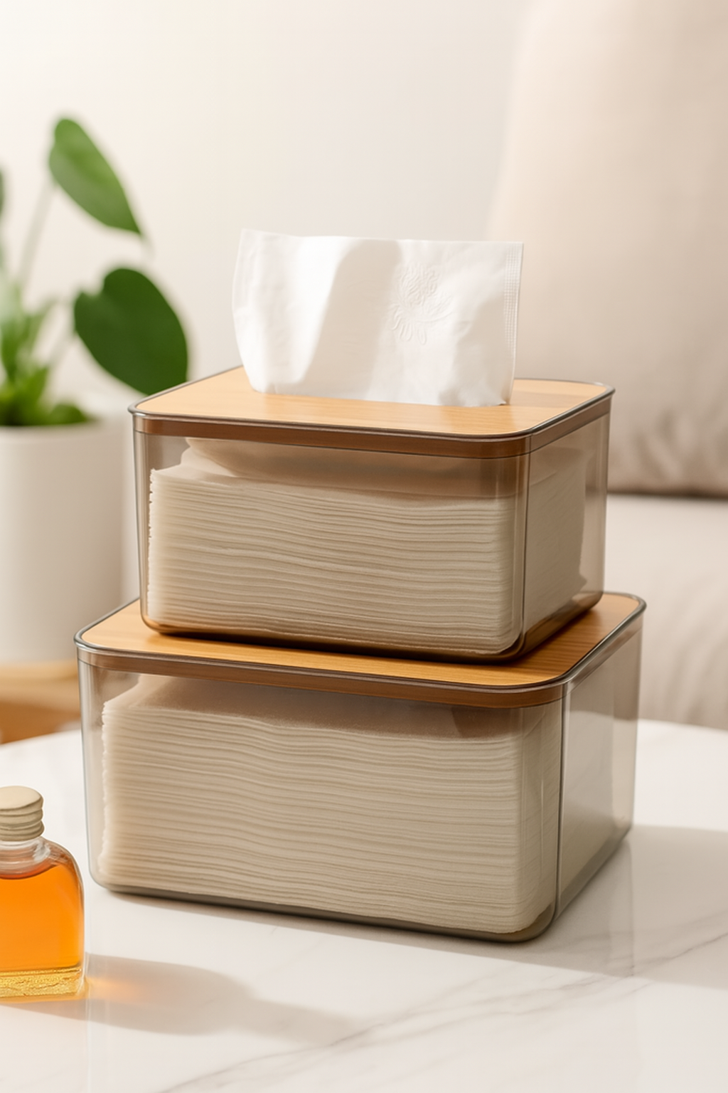 Bamboo Tissue Box Holder – Stylish Home Storage Dispenser