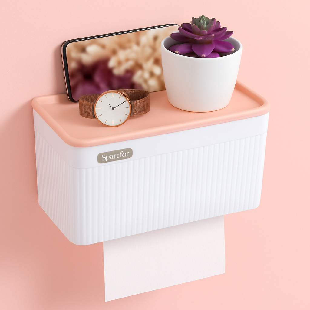 Wall Mount Toilet Paper Holder & Tissue Box