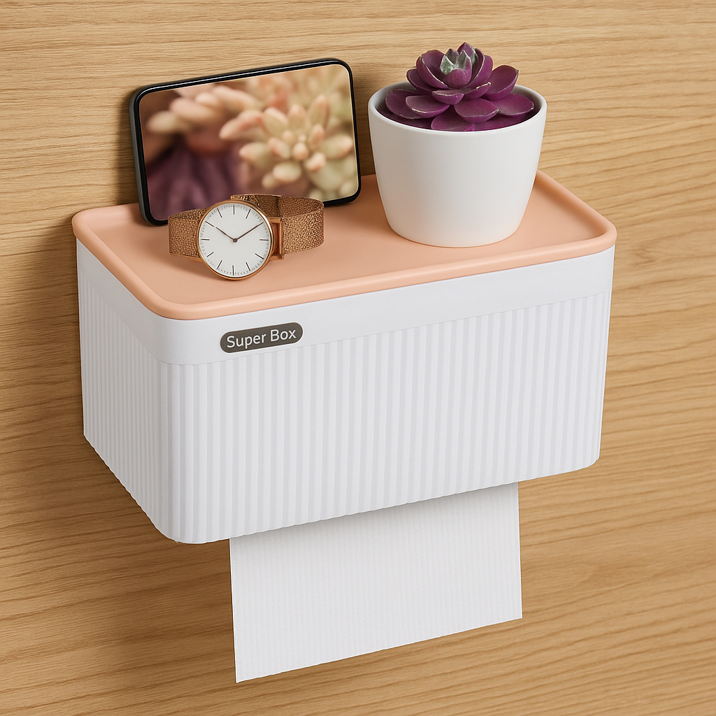 Wall Mount Toilet Paper Holder & Tissue Box