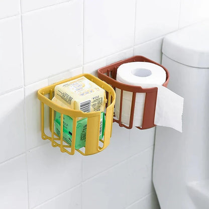 Punch-Free Wall-Mounted Toilet Paper Shelf – Bathroom & Kitchen Tissue Storage Box