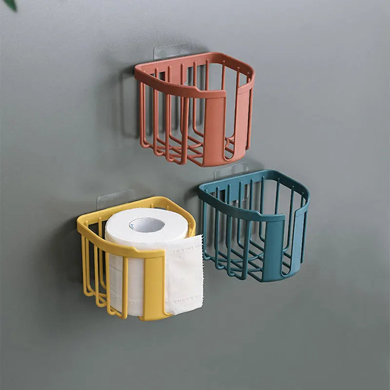 Punch-Free Wall-Mounted Toilet Paper Shelf – Bathroom & Kitchen Tissue Storage Box