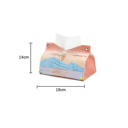 Creative Aesthetic Leather Pink Tissue Case - Large Storage Oil Painting Paper Towel Box, Durable Napkin Holder for Home