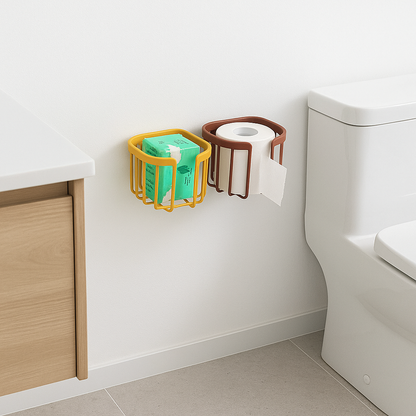 Punch-Free Wall-Mounted Toilet Paper Shelf – Bathroom & Kitchen Tissue Storage Box