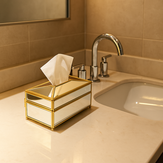 Luxury European Style Practical Mirror Glass Tissue Box Waterproof Paper Towel Holder Dressing Table Tray Home Decor