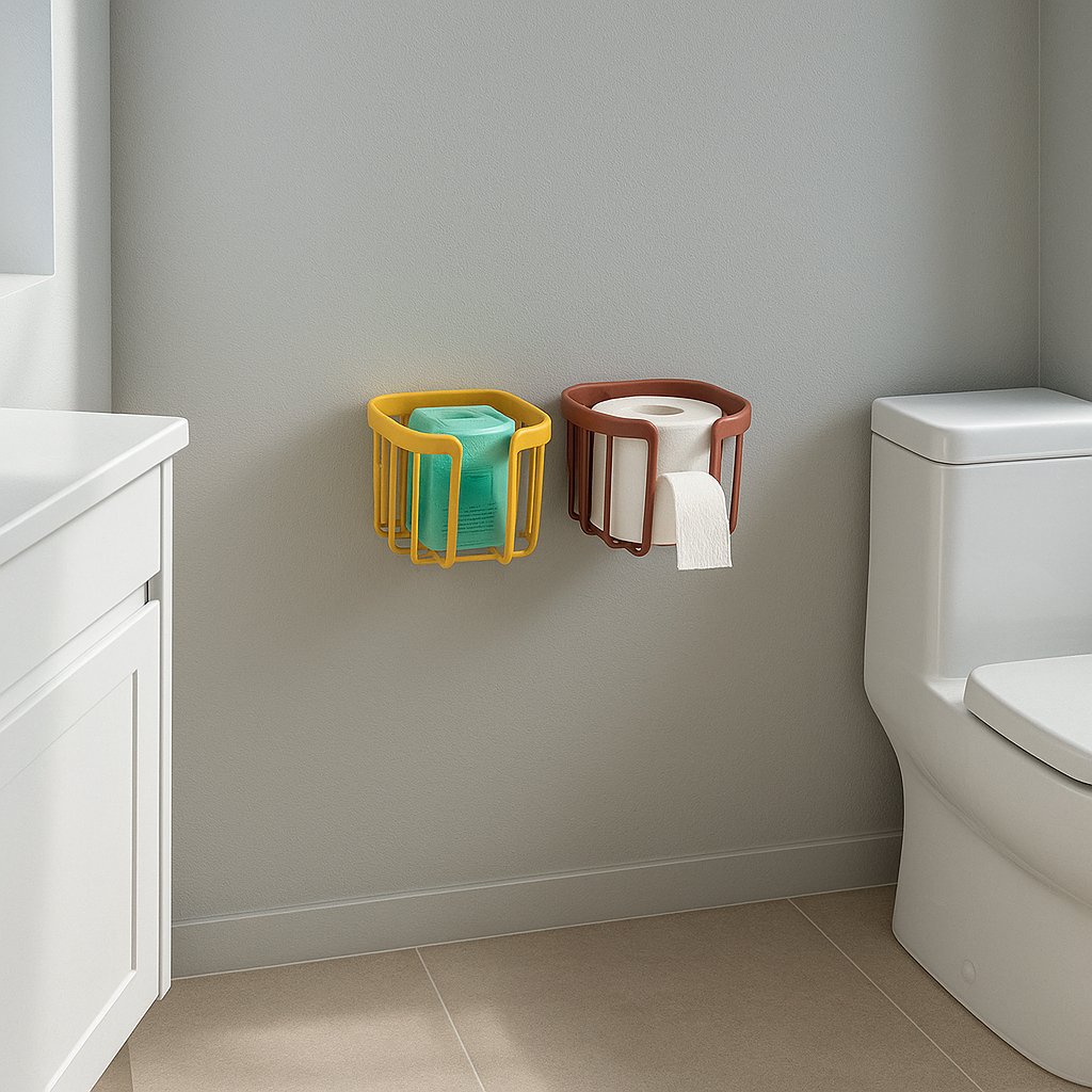Punch-Free Wall-Mounted Toilet Paper Shelf – Bathroom & Kitchen Tissue Storage Box