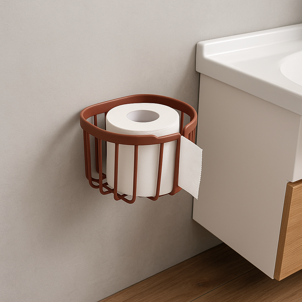 Punch-Free Wall-Mounted Toilet Paper Shelf – Bathroom & Kitchen Tissue Storage Box
